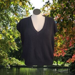 Vintage 80s Black V-Neck Women's Sweater